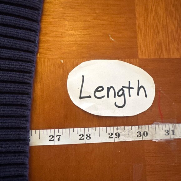 Banana Republic Striped Ribbed Turtleneck Sweater Navy & Beige L Cotton - Picture 4 of 5